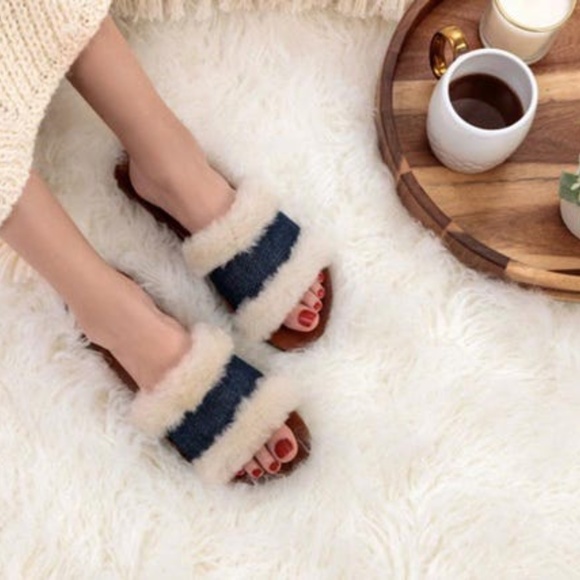 Californians Hannah Cognac genuine shearling slippers mules fashion flat sandals - Picture 3 of 16